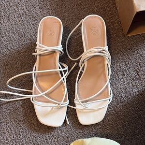 Urban Outfitters White Strappy Heels